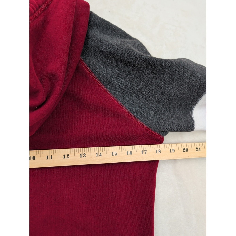 Hollister Hoodie Jacket Women‎ M Burgundy Gray Y2K Spellout Preppy Academia - Picture 9 of 10